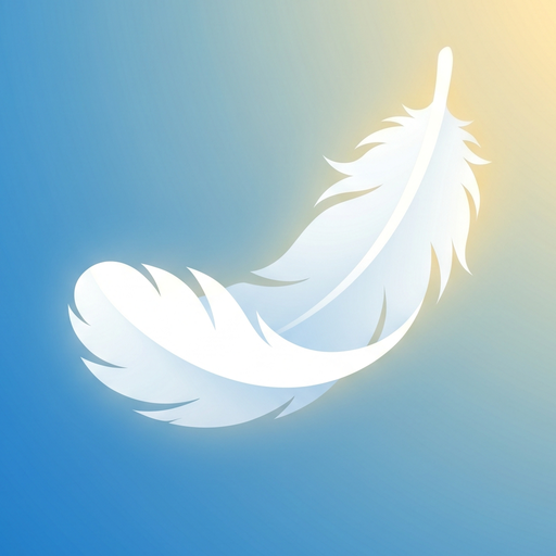 MindFloat app icon — a white feather drifting on a blue sky